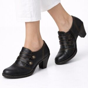 BORN Vintage Black Genuine Leather Bootie Shoe Heel Women’s Size 7.5